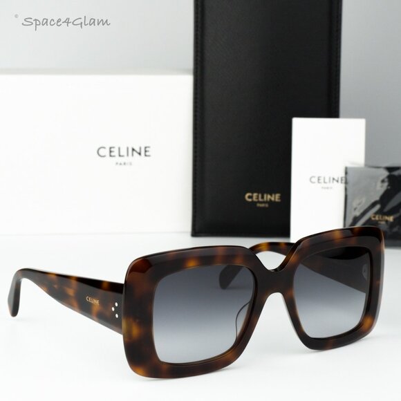 Celine Women Sunglasses Havana Gradient Smoke Geometric CL40263I 3 DOTS 53B NEW - Picture 1 of 11